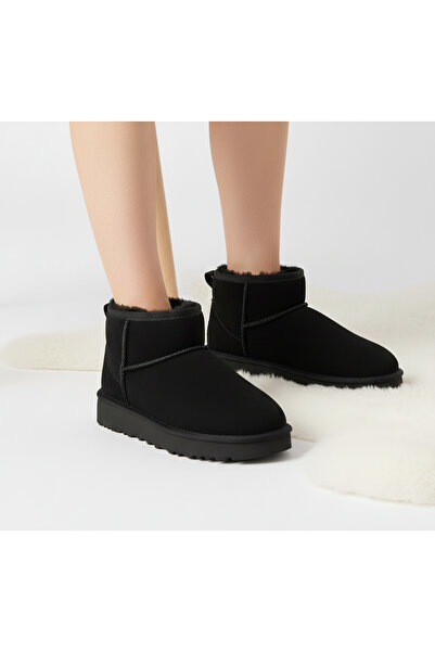 Elit Pasomia 001 Μαύρες ελαφριές άνετες γυναικείες μπότες που κρατούν ζεστό με επένδυση από γούνα