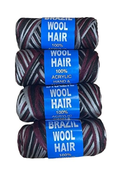 The comprehensive house مجموعة من 4 خيوط شعر صوف برازيلية - ضفائر كروشيه سنغالية ضخمة (أسود طبيعي)