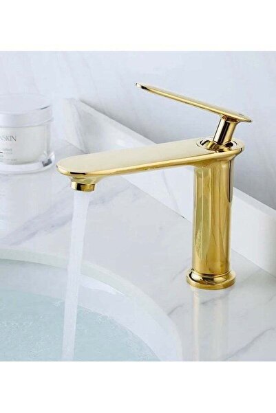 Generic Short Shiny Gold Automatic Basin Faucet
