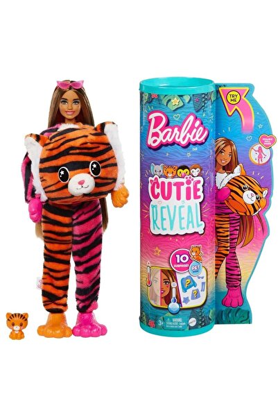 Barbie Papusa Barbie, Seria Jungle, Cutie Reveal, Tiger, 10 surprize, HKP99