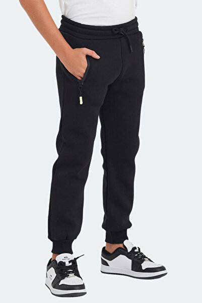 Slazenger Lamis Unisex Children's Black Sweatpants with Zipper Pockets