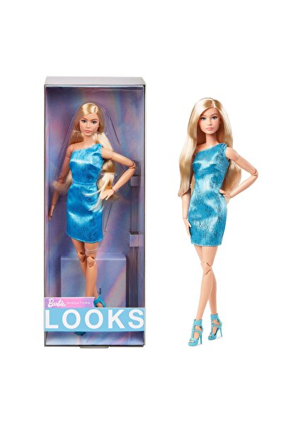 Barbie Papusa Looks No.23 Collectible, rochie bleu, par blond, 33cm