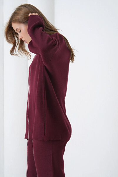 Park Karon Women's Crew Neck Slit Oversized Sweater Pants Two-Piece Knitwear Set