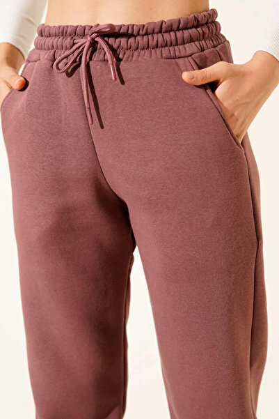 ZENGEZUR MALL Drnds 3 Thread Fleece-Lined Leg Elasticated Tracksuit Cinnamon İs001 (211549) (Size: S)