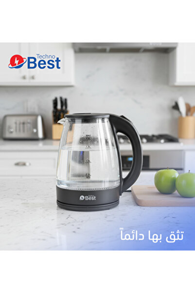 Techno Best Glass Kettle - 1.8 L (220-240V, 50-60Hz, 1500W) - BGK-004