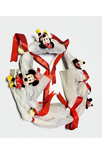 Botez White tulle christening decoration with red Minnie