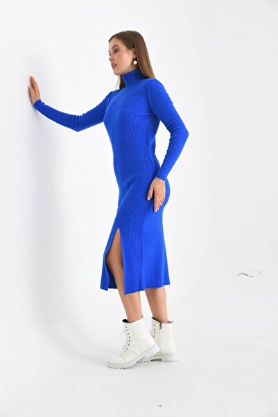 Noi Belis Basic Midi Length Turtleneck Knit Dress Aw25El0023