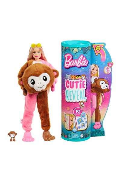 Barbie Papusa Barbie, Seria Jungle, Cutie Reveal, Monkey, 10 surprize, HKR01