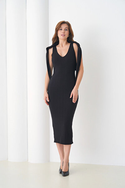 Park Karon Women's Crew Neck Button Closure Ribbed Knit Jacket Dress Two-Piece Knitwear Set