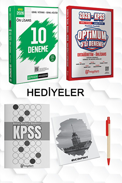 Pegem Akademi Yayıncılık 2026 KPSS ÖNLİSANS 10 LU ÇÖZÜMLÜ DENEME &SAYDAM YAY....