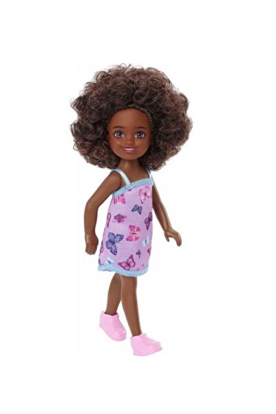 Barbie Barbie doll, Chelsea afro with black hair and butterfly dress, HGT03, 15 cm