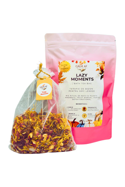 Calm AF Rituals Ceai de Baie "Lazy Moments" – Mix de Plante, Uleiuri Esentiale, Fulgi de Magneziu