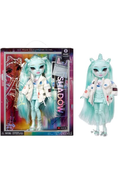 Rainbow High Papusa Shadow High Zooey Electra, cu haine si accesorii, 28 cm