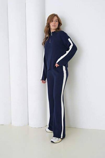 Park Karon Жіночий светр з високим коміром, напівзастібкою на блискавці, в'язаним декором, брюками та двома трикотажними комплетами