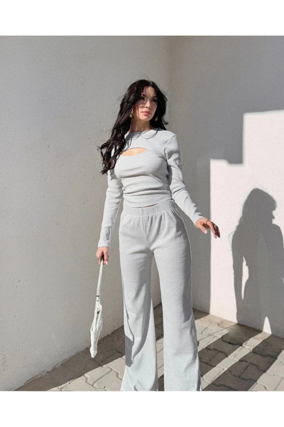 ZENGEZUR MALL Drnds Window Detailed Bottom-Top Set Gray W3864 (205441) (Size: m)