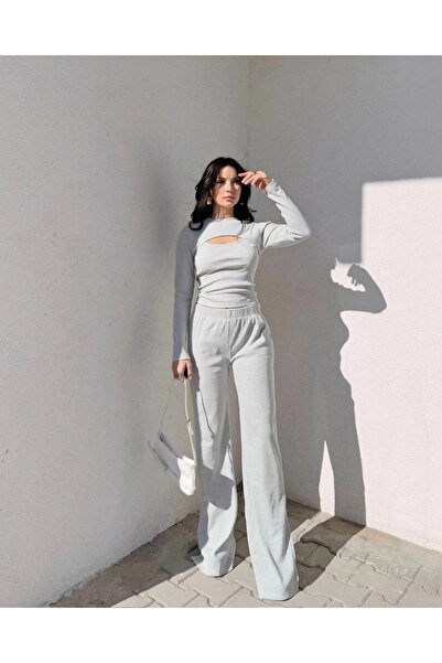 ZENGEZUR MALL Drnds Window Detailed Bottom-Top Set Gray W3864 (205441) (Size: m)