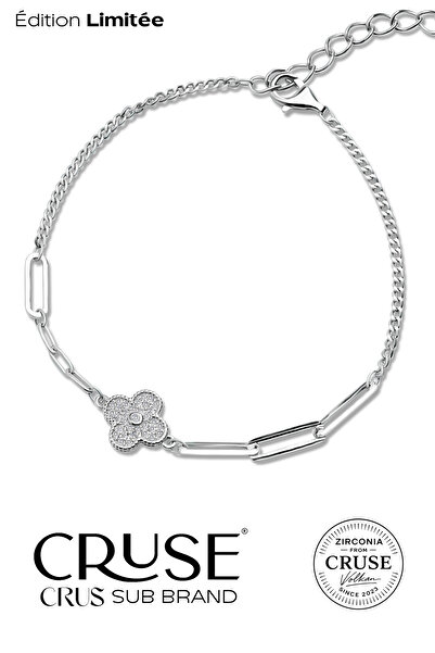 Cruse 925 Ayar Gümüş Şansın Nefesi Bileklik 18 Ayar Beyaz Altın Kaplama