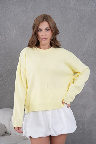 Noi Belis Basic Oversized Crew Neck Knitwear Sweater Aw25Kz0084