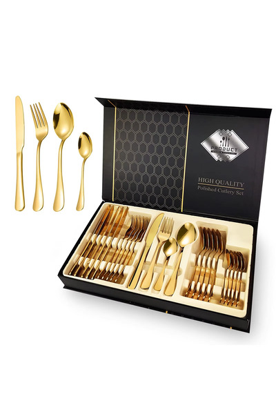 Partenya Premium 304 Paslanmaz Çelik 24 Parça Çatal Kaşık Bıçak Takımı – 6 Ki...