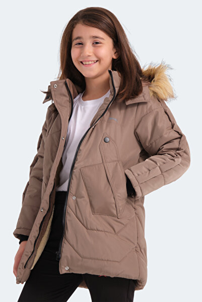 Slazenger Camron Unisex Children's Hooded Inflatable Beige Coat & Jacket