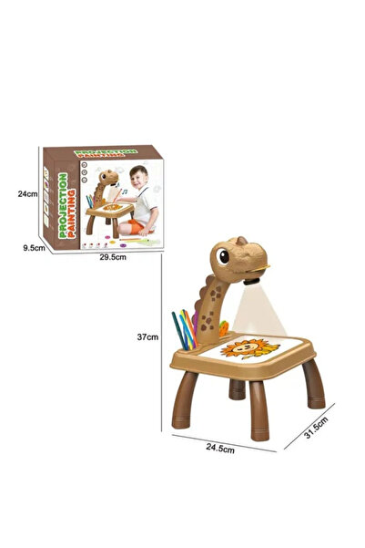Mirunia Set Creativ cu Muzica si Masa pentru Desen Destinat Copiilor, cu Videoproiector - Model Dinozaur