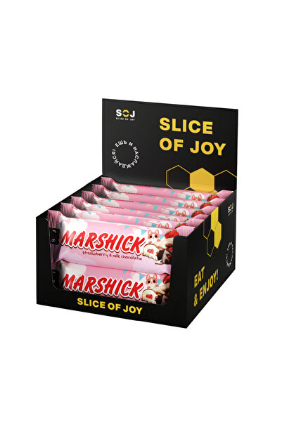 SOJ MARSHMALLOW BAR STRAWBERRY & MILK CHOCOLATE BOX OF 16x30GM