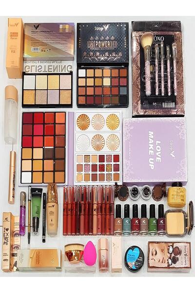 AMYTIS GARDEN مجموعة مكياج احترافية متكاملة - ظلال العيون، هايلايتر، أحمر شفاه، كريم أساس وبودرة