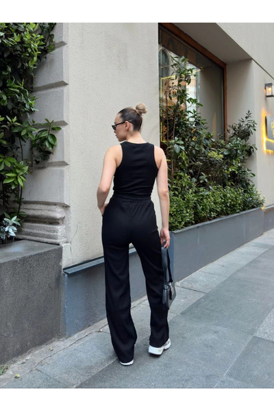 ZENGEZUR MALL Drnds Athlete Ribbed Knit Set S3986 Black (213744) (Size: S)