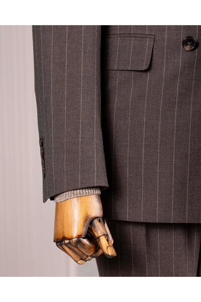 TerziAdemAltun Italian Style S Slim Fit K Double-Breasted Jacket Pants Suit Brown T14622