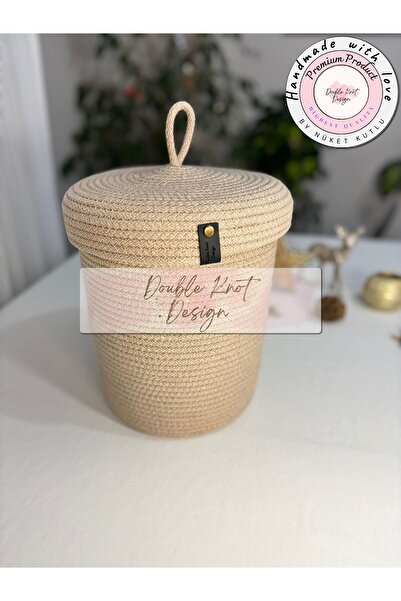 DOUBLE KNOT DESİGN Küçük boy Meşe Palamudu figürlü Kapaklı Oyuncak Sepeti, Or...