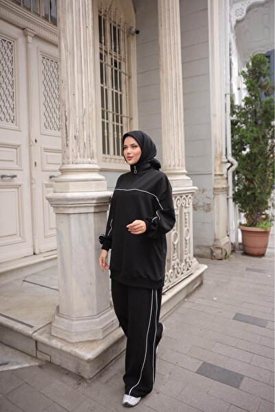 Wovi Moda Women's Hijab Tracksuit Set Double Suit Zippered Collar