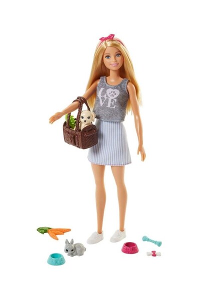 Barbie Barbie set, doll with pets and bag for transporting them, 3 years+