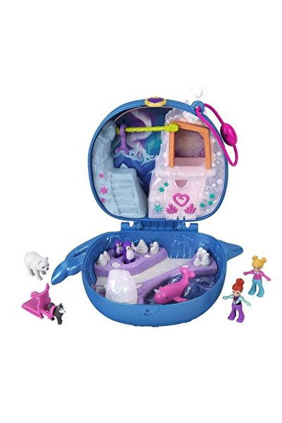 Barbie Set de joaca Polly Pocket, Aventura polara, cu 2 papusi, in forma de n...