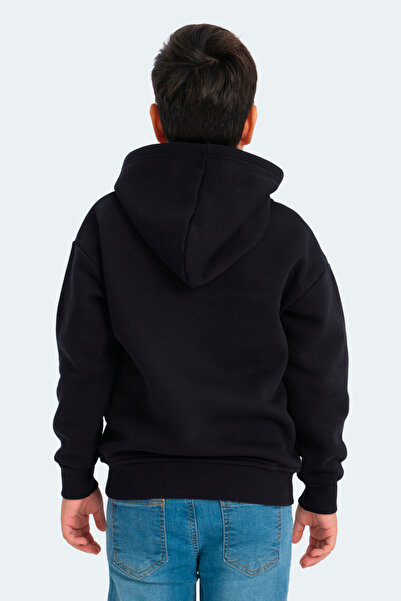 Slazenger Lekan Unisex Children's Zippered Hooded Pocket Navy Blue Sweatshirt