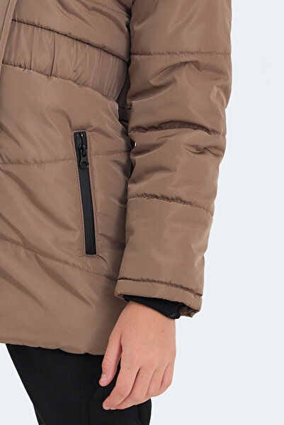 Slazenger Candy Girl's Hooded Inflatable Beige Coat & Coat