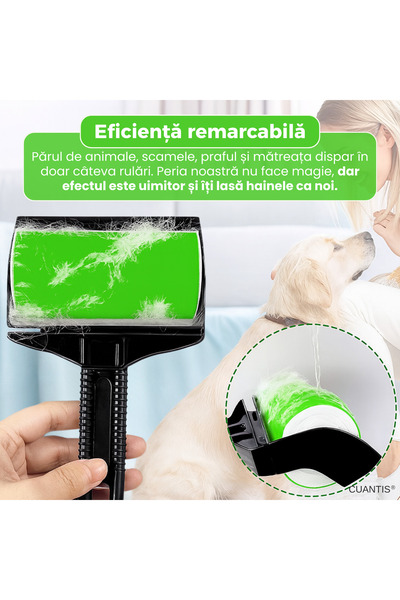 Cuantis QUANTIS dog/cat hair roller, washable, reusable, ABS+silicone, clothes and furniture