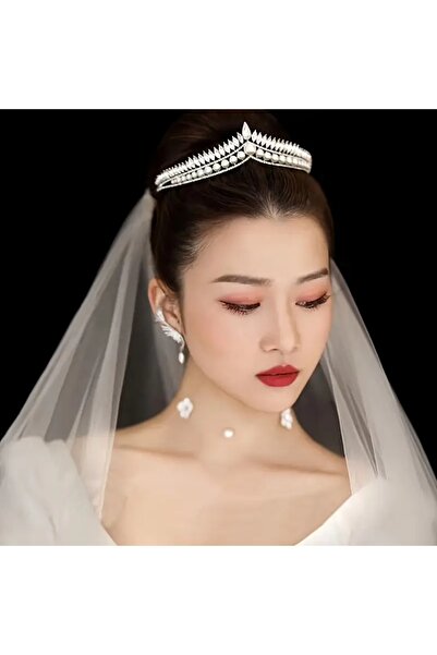GlassySKY (Ασημί) Κορώνα με πέτρες και πέρλες Γάμος Νύφη Χένα Αρραβώνας Γενέθ...