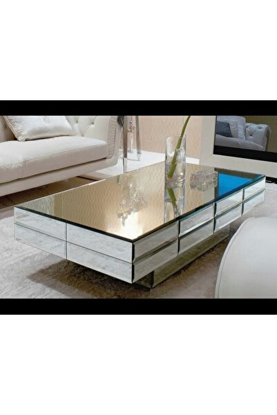 LUXURY VİLLA LUXURY KOMPLE GÜMÜŞ AYNALI ORTA SEHPA 60X110 YÜKSEKLİK 32CM
