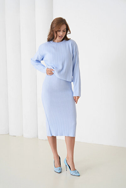 Park Karon Women's Crew Neck Textured Sweater Dress Two-Piece Knitwear Set