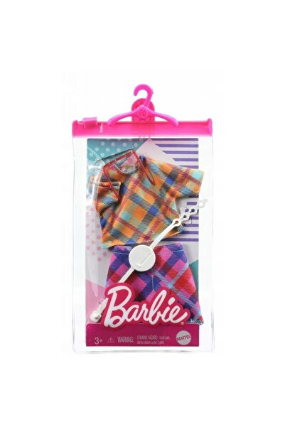 Barbie Set haine si accesorii Barbie, outfit carouri cu ochelari de soare