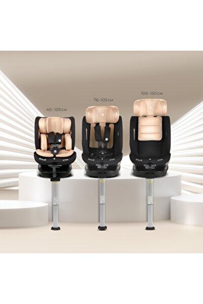 Moni Strike Beige 360° rotating car seat with ISOFIX and support leg, R129 i-Size (0-12 years)