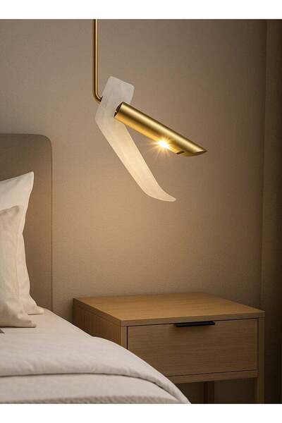 Generic Modern LED Pendant Chandelier - Single Gold Frame, Three Lights