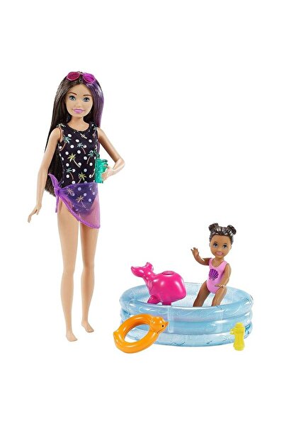 Barbie Barbie Skipper Babysitter with a Child at the Pool Playset and Accessories, 3 Years+