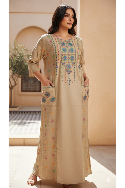 Maison Emarat Jalabiya with Intricate Embroidery and Pockets
