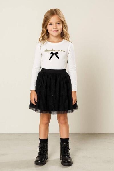 Breeze Kadife Simli Etek - Siyah