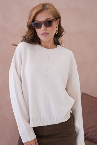 Noi Belis Basic Oversized Crew Neck Knitwear Sweater Aw25Kz0084