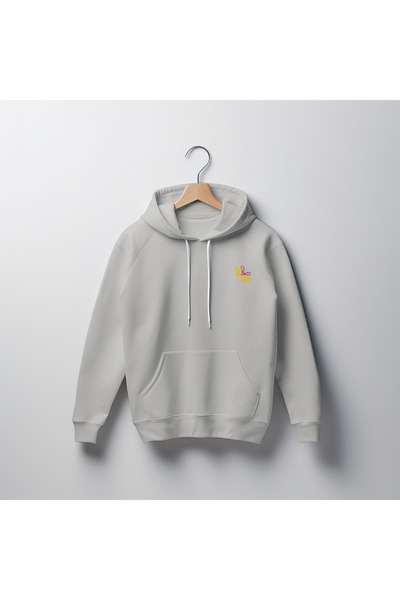Yılbaşı Temalı Noel Çanları Baskılı Unisex Standart Fit Kapüşonlu Şardonlu Pamuklu Gri Sweatshirt