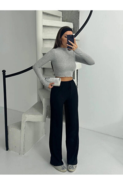 ZENGEZUR MALL Drnds Corded Fabric Fleece-Lined Pants Black A4058 (213635) (Size: S)