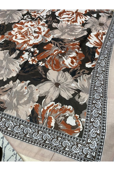 MİNELEŞARP34 Mineleşarp Magnolia Flower Soft Cotton Shawl