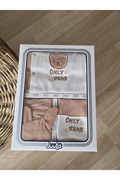 Juuta طقم ملابس داخلية مطرزة على شكل دب - طقم أطفال لطيف وناعم